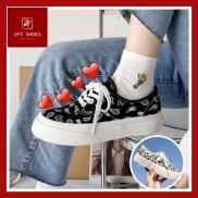[SẴN] Giày thể thao nữ đế bằng bánh mì họa tiết basic độn đế vải canvas bata mới hot phong cách ulzzang đẹp cá tính đẹp